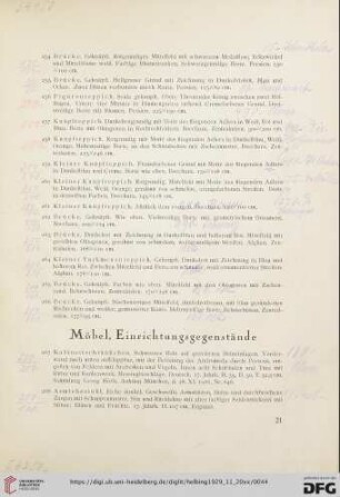 Möbel, Einrichtungsgegenstände (Nr.267-330)
