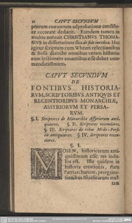 Caput Secundum De Fontibus Historiarum, Scriptoribus Antiquis Et Recentioribus Monarchiae, Assyriorum Et Persarum