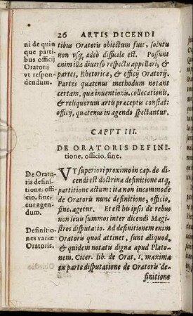Caput III. De Oratoris Definitione, officio, fine.