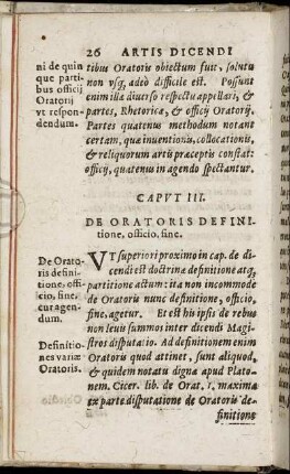 Caput III. De Oratoris Definitione, officio, fine.