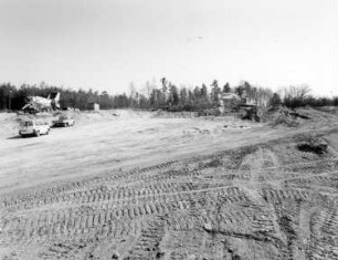 Oberlausitz. Bau des Tunnels Königshainer Berge der Bundesautobahn 4 (1996/1999). Blick auf die Baustelle bei Baubeginn