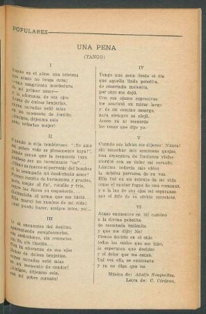 Una pena : (Tango)