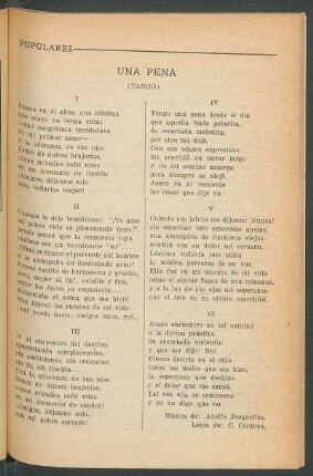 Una pena : (Tango)
