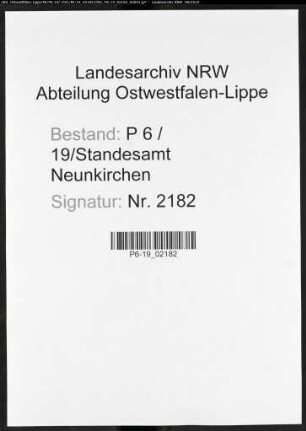 Sterberegister Standesamt Neunkirchen