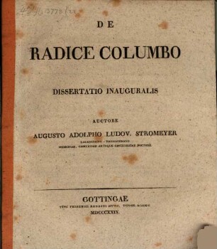 De radice Columbo dissertatio inauguralis