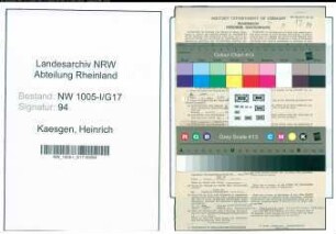 Entnazifizierung Heinrich Kaesgen , geb. 19.07.1901 (Polizeiverwaltungsbeamter)