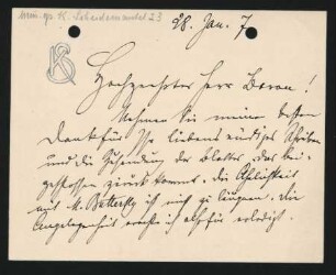 Postkarte an Unbekannt : 28.01.1907