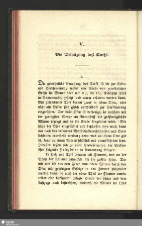 V. Die Benutzung des Torfs