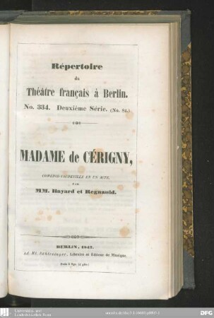 Madame de Cérigny : comédie-vaudeville en un acte