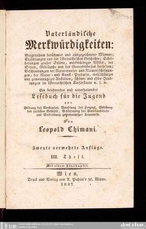 3: Sitten- u. Naturgemählde aus d. österreichischen Kaiserstaate