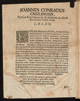 A1v-A2v, Joannes Conradus Creilingius, Physicae Experimentalis ...