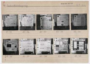 Tafeln "Komplexer Wohnungsbau. Erzeugniskonzeption bis 1990" (ausgestellt auf einer Parteiaktivtagung im Bezirksbauamt). Berlin, Mitte, Behrenstraße