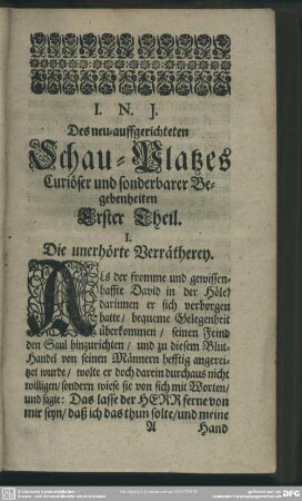 I. Die unerhörte Verrätherey