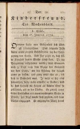 L. Stück, den 17. Junius 1776