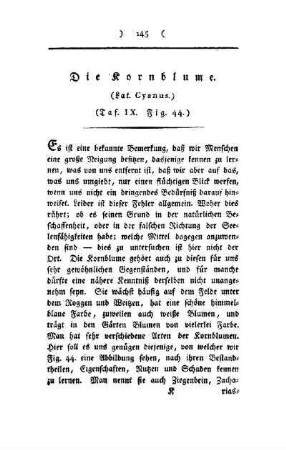 ¬Die¬ Kornblume : (Lat. Cyanus) ; Taf. IX, Fig. 44
