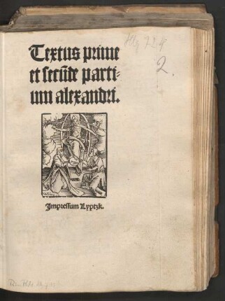 Textus prime || et secu[n]de parti=||um alexandri ||