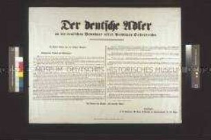 Maueranschlag: Aufruf des Clubs "Der deutsche Adler" an die deutschen Bewohner Österreichs; Wien, 24. April 1848