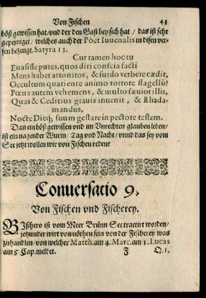 Conversatio 9. Von Fischen und Fischerey.