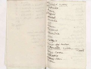 Itinerar einer Italienreise von Karoline Luises Hand.