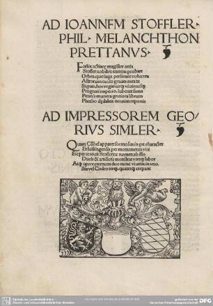 AD IOANNFM STOFFLER PHIL MELANCHTHON PRETTANUS