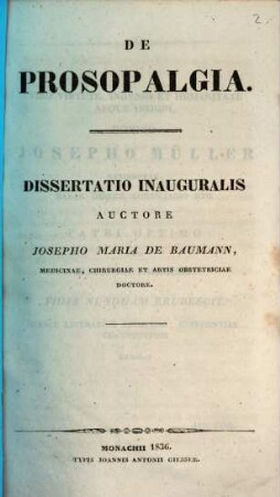 De prosopalgia : Diss. inaug.