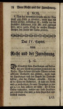 Das IV. Capitel. vom Recht und der Zurechnung.