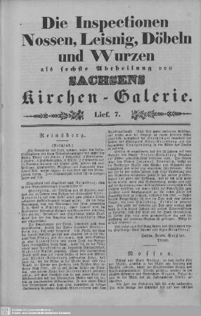 Reinsberg, Nossen : 7. Lieferung