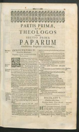 Sectio Prima Paparum eruditione singulari celebrium