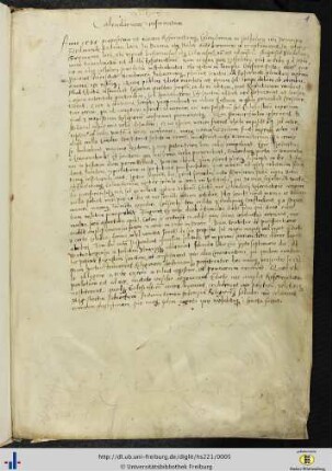 [1r] Lateinische Notiz über die Einführung des Gregorianischen Kalenders und den Widerstand des evangelischen Bevölkerungsteils in Augsburg 1585.