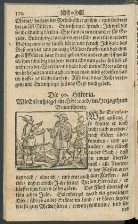 Die 90. Historia. Wie Eulenspiegel ein Hirt ward/ im Herzogthum Braunschweig