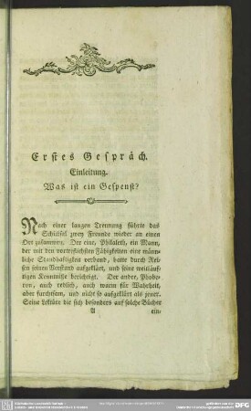 Erstes Gespräch. Einleitung. Was ist ein Gespenst?