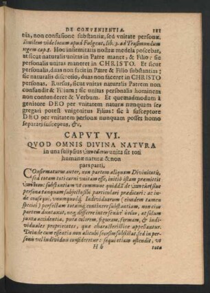 Caput VI. Quod Omnis Divina Natura in una suiipsius ...