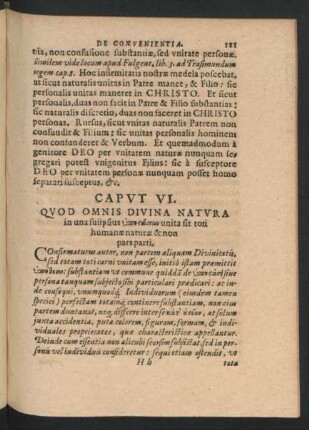 Caput VI. Quod Omnis Divina Natura in una suiipsius ...