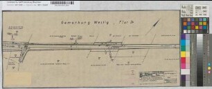 Aufhebung des Privatwegübergangs in km 9,675 der Bundesbahnstrecke Letmathe-Fröndenberg: Lageplan, M. 1:500 Stnr.: 84, Iwü, Bunr.: 16, Blnr.: 1