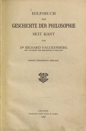 Hilfsbuch zur Geschichte der Philosophie seit Kant