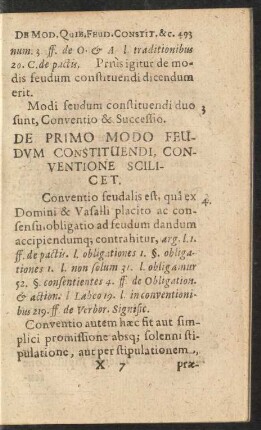 De Primo Modo Feudum Constituendi, Conventione Scilicet.