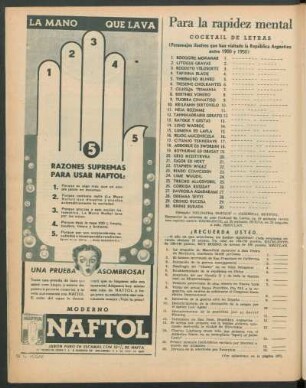 Para la rapidez mental : Cocktail de letras [y] ¿Recuerda usted...
