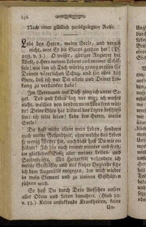 Nach einer glüklich zurükgelegten Reise.