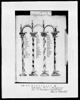 Evangeliar — ---, Folio 10rectoKanontafel