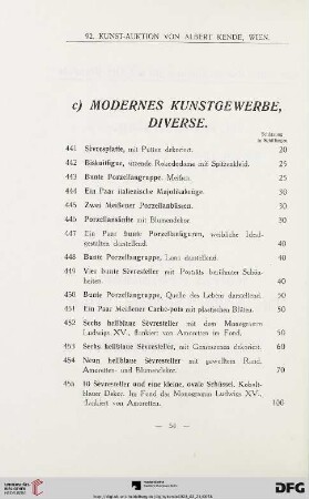 c) Modernes Kunstgewerbe, Diverse (Nr. 441-502)