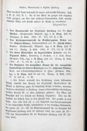 489-494 [Rezension] Meister, Karl, Das Beamtenrecht der Erzdiözese Freiburg