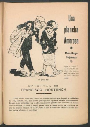 Una plancha amorosa : Monólogo Donjuanesco