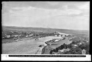 Pirna an der Elbe, Elbbrücke mit Copitz, Blick von der Schönen Aussicht