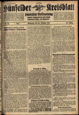 Erste Ausgabe vom Mittwoch, den 24. Februar 1937.