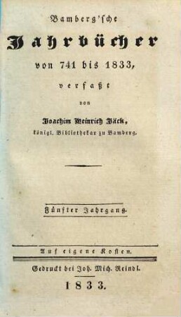 Bambergische Jahrbücher : vom Jahre 741 bis ..., 5. Von 741 bis 1833