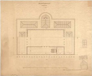 Billing, Hermann; Karlsruhe (Baden-Württemberg); Ausstattung Große Deutsche Kunstausstellung - Grundriss 1. OG; Dach (Aufsicht)