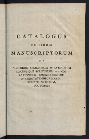 303-92, Catalogus Codicum Manuscriptorum
