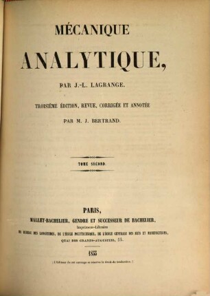 Mécanique analytique, 2