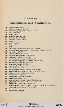 II. Abteilung: Antiquitäten und Kunstsachen (Nr. 140-555)