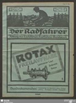 Der Radfahrer : Organ für das gesamte Radfahrwesen, für Sport, Industrie und Handel : amtliche Zeitung des Sächsischen Radfahrer-Bundes